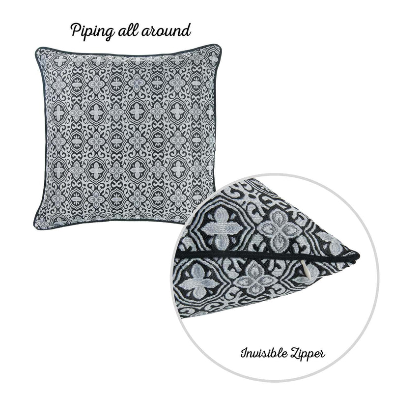 Pillows Throw Pillow Covers - 17"x 17" Grey Jacquard Aristo Decorative Throw Pillow Cover HomeRoots