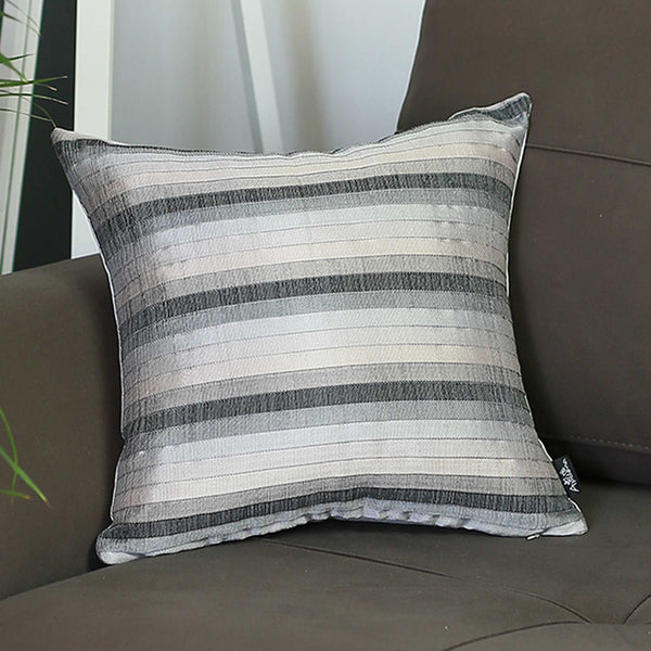 Pillows Throw Pillow Covers - 17"x 17" Jacquard Stripe Decorative Throw Pillow Cover HomeRoots