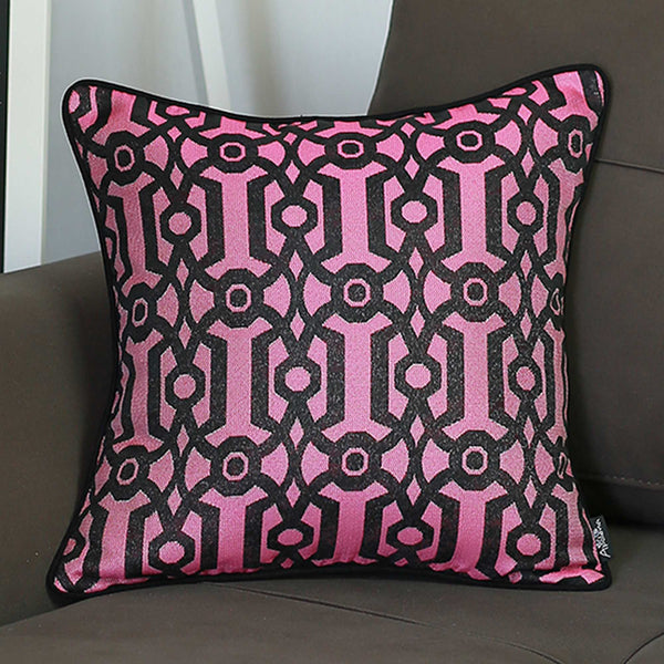 Pillows Throw Pillow Covers - 17"x 17" Purple Jacquard Geo Decorative Throw Pillow Cover HomeRoots