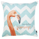 Pillows Throw Pillow Covers - 18"x 18" Blue Tropical Flamingo Decorative Throw Pillow Cover HomeRoots