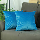 Pillows Throw Pillow Covers - 18"x 18" Blue Velvet Petrol Decorative Throw Pillow Cover (2 Pcs in set) HomeRoots