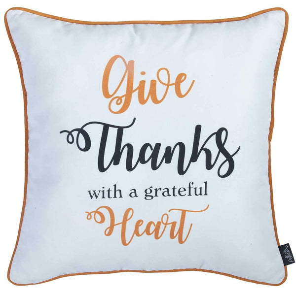 Pillows Throw Pillow Covers - 18"x 18" Thanksgiving Quote Printed Decorative Throw Pillow Cover HomeRoots