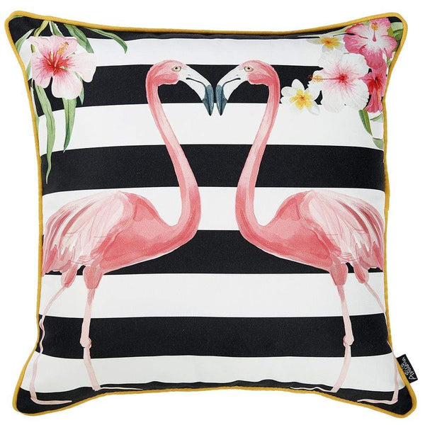 Pillows Throw Pillow Covers - 18"x 18" Tropical Flamingo Love Decorative Throw Pillow Cover HomeRoots