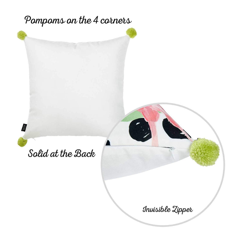 Pillows Throw Pillow Covers - 18"x 18" Tropical Pokedot Flamingo Decorative Throw Pillow Cover HomeRoots