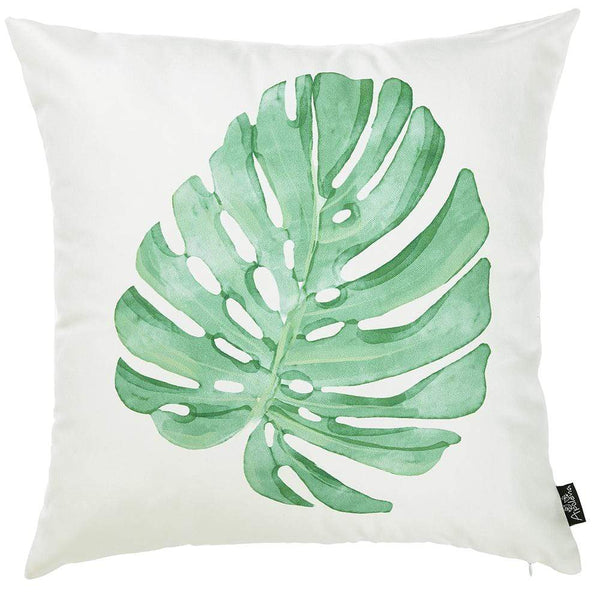 Pillows Throw Pillow Covers - 18"x 18" Tropical Single Monstera Decorative Throw Pillow Cover HomeRoots