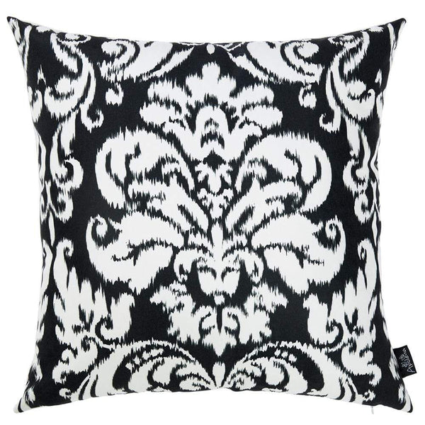 Pillows Throw Pillow Covers - 18"x18" Black and White Damask Decorative Throw Pillow Cover HomeRoots