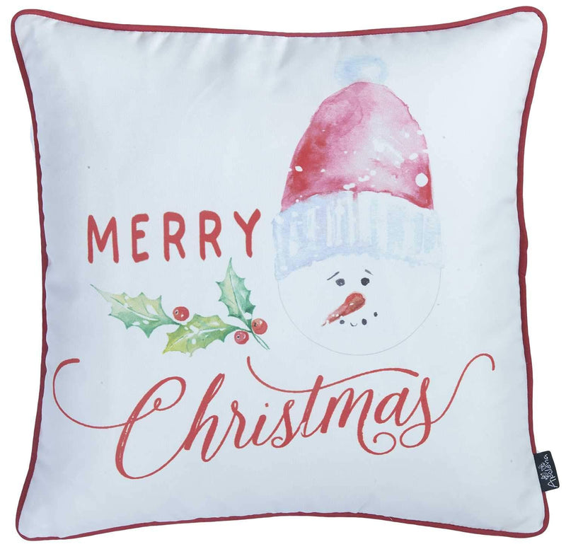 Pillows Throw Pillow Covers - 18"x18" Merry Christmas Printed Decorative Throw Pillow Cover HomeRoots