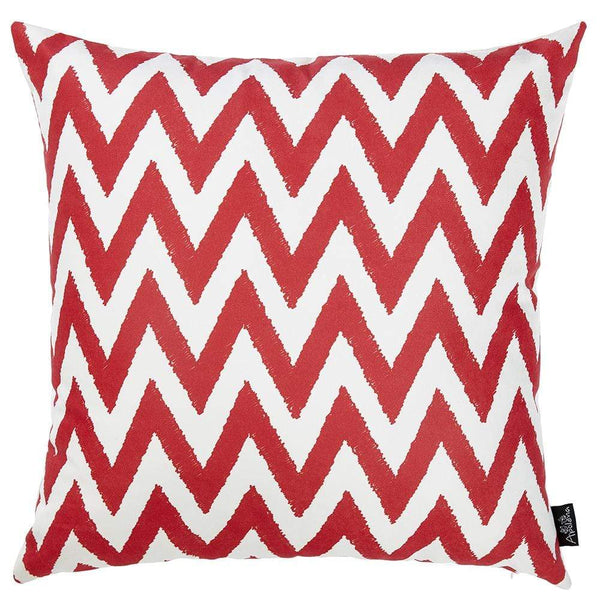 Pillows Throw Pillow Covers - 18"x18" Red Nautica Chevron Decorative Throw Pillow Cover Printed HomeRoots