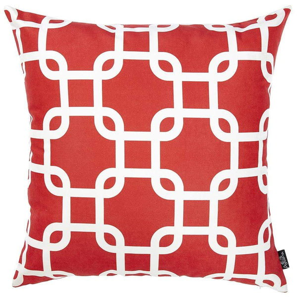 Pillows Throw Pillow Covers - 18"x18"Red Nautica Lattice Decorative Throw Pillow Cover Printed HomeRoots