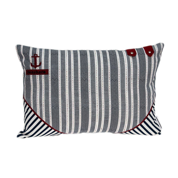 Pillows Throw Pillow Covers - 20" x 6" x 14" Nautical Blue Pillow Cover With Down Insert HomeRoots