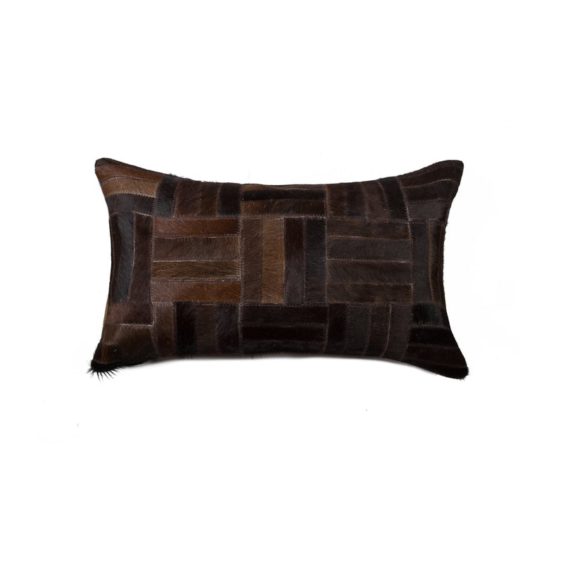 Pillows Throw Pillows - 12" x 20" x 5" Chocolate Cowhide - Pillow HomeRoots