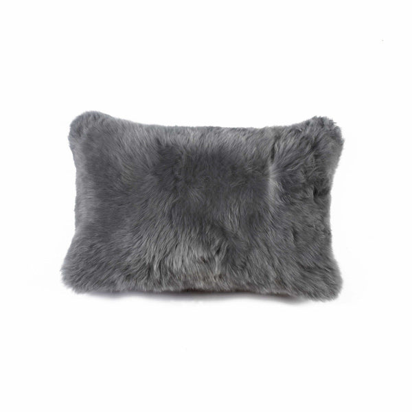 Pillows Throw Pillows - 12" x 20" x 5" Gray Sheepskin - Pillow HomeRoots