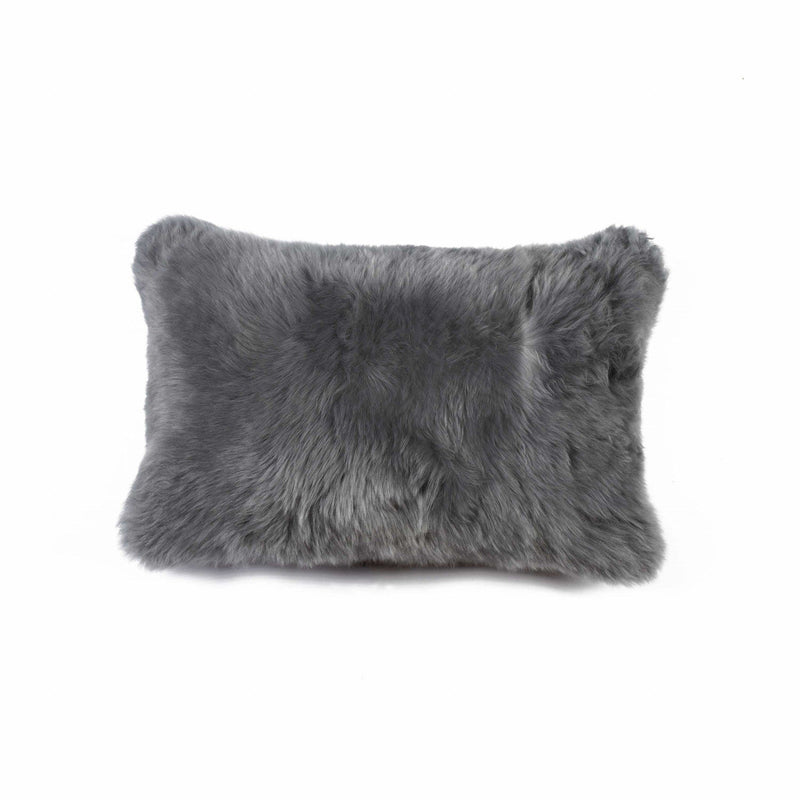 Pillows Throw Pillows - 12" x 20" x 5" Gray Sheepskin - Pillow HomeRoots