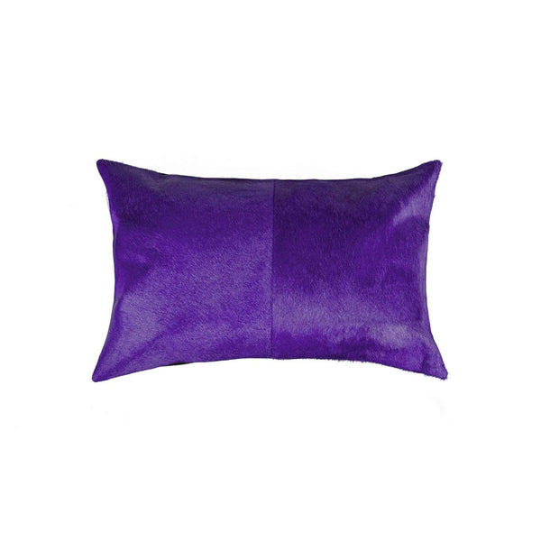 Pillows Throw Pillows - 12" x 20" x 5" Purple Cowhide - Pillow HomeRoots