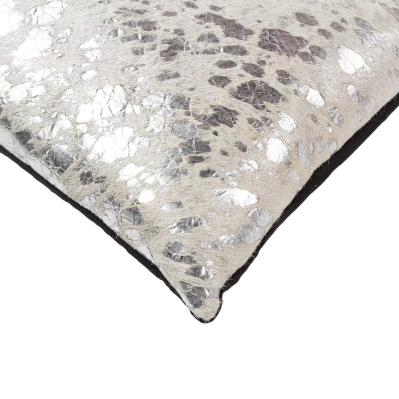 Pillows Throw Pillows - 12" x 20" x 5" Silver And Natural Cowhide - Pillow HomeRoots