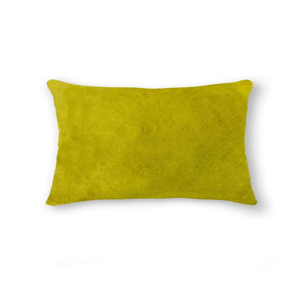 Pillows Throw Pillows - 12" x 20" x 5" Yellow Cowhide - Pillow HomeRoots