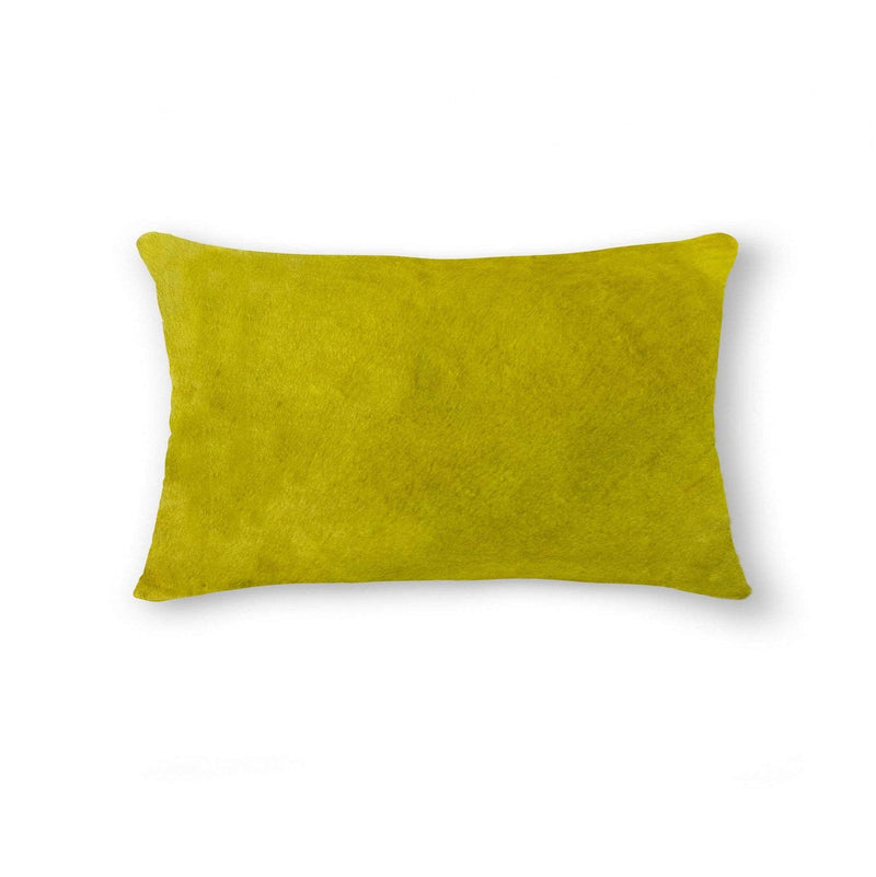 Pillows Throw Pillows - 12" x 20" x 5" Yellow Cowhide - Pillow HomeRoots