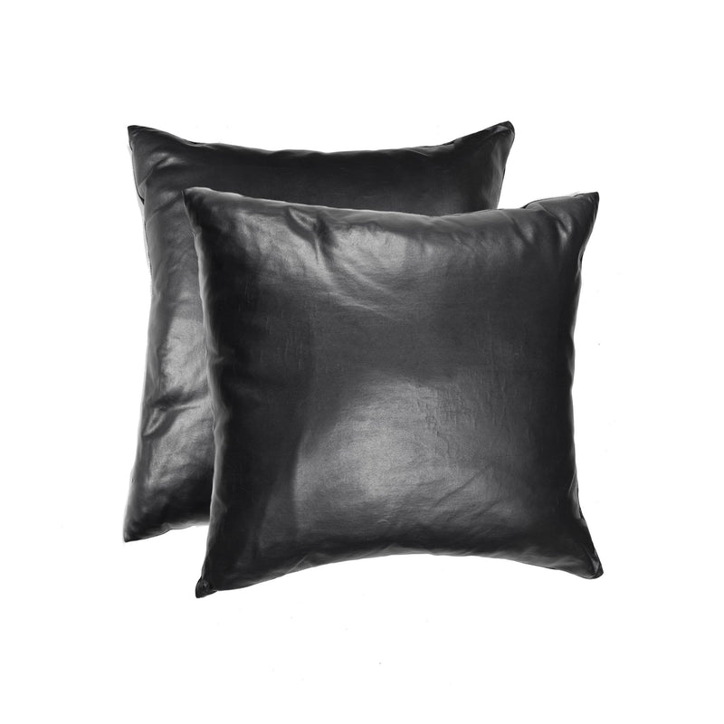 Pillows Throw Pillows - 18" x 18" x 5" Black, Sienna Leather - Pillow 2-Pack HomeRoots