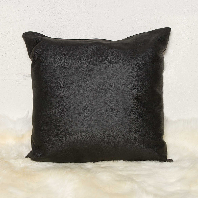 Pillows Throw Pillows - 18" x 18" x 5" Black, Sienna Leather - Pillow 2-Pack HomeRoots
