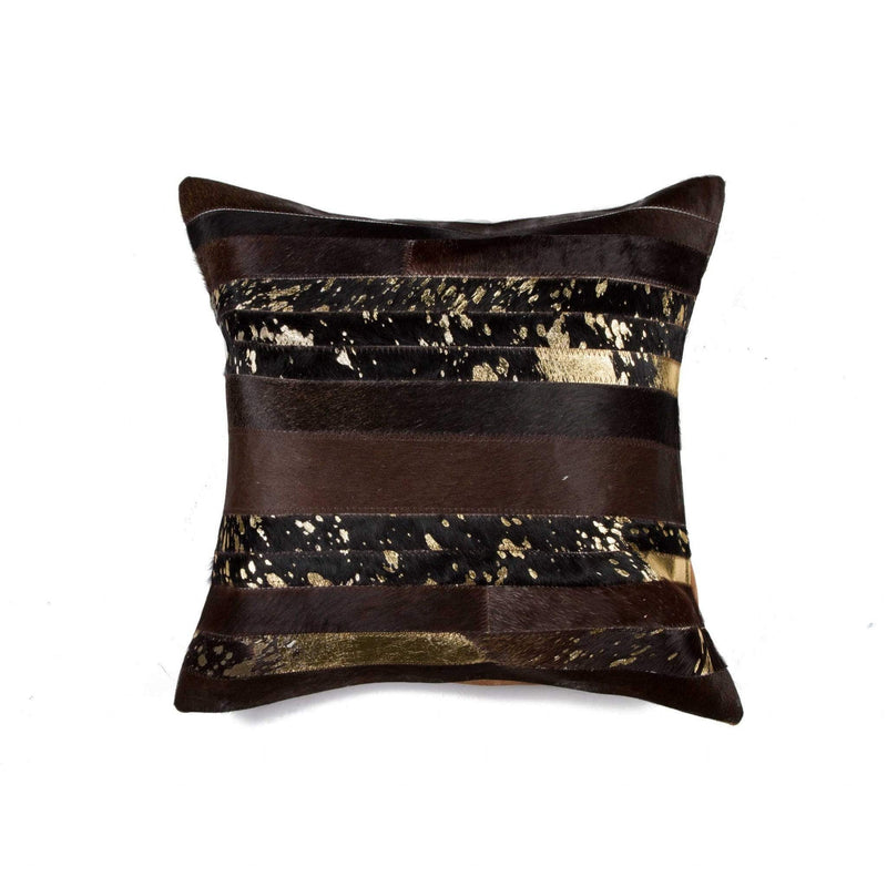 Pillows Throw Pillows - 18" x 18" x 5" Chocolate And Gold - Pillow HomeRoots