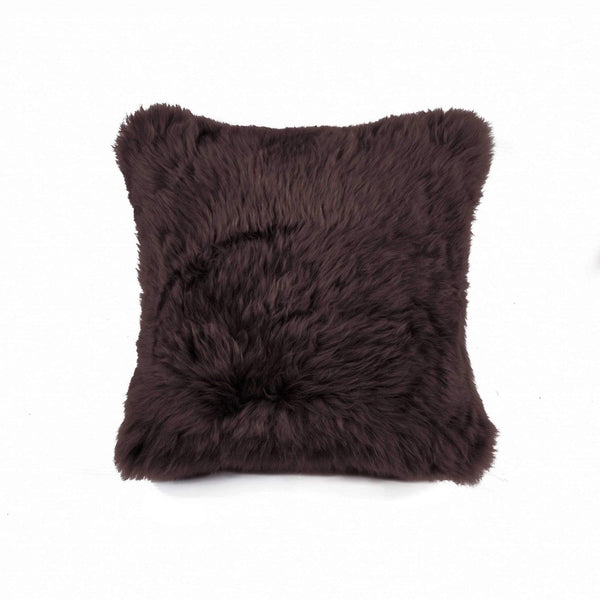 Pillows Throw Pillows - 18" x 18" x 5" Chocolate Sheepskin - Pillow HomeRoots