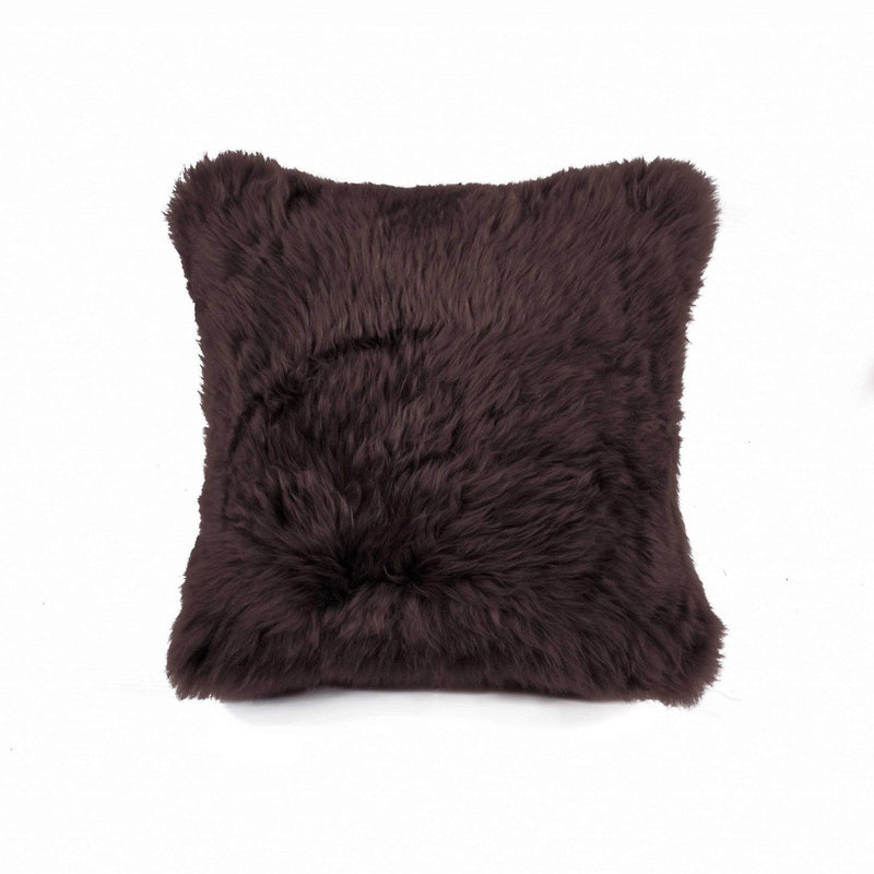 Pillows Throw Pillows - 18" x 18" x 5" Chocolate Sheepskin - Pillow HomeRoots