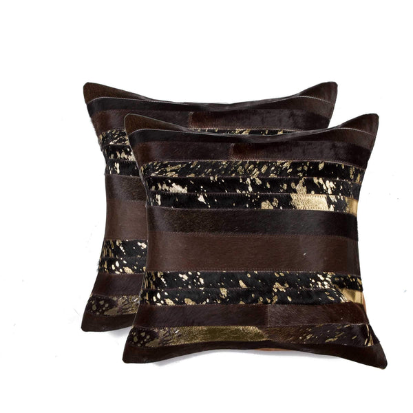 Pillows Throw Pillows - 18" x 18" x 5" Gold And Chocolate - Pillow 2-Pack HomeRoots