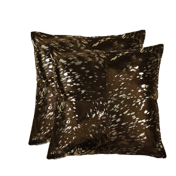 Pillows Throw Pillows - 18" x 18" x 5" Gold And Chocolate, Quattro - Pillow 2-Pack HomeRoots