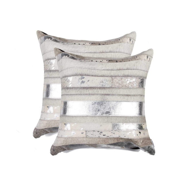 Pillows Throw Pillows - 18" x 18" x 5" Silver And Gray - Pillow 2-Pack HomeRoots