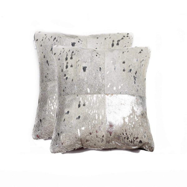 Pillows Throw Pillows - 18" x 18" x 5" Silver And Gray, Quattro - Pillow 2-Pack HomeRoots