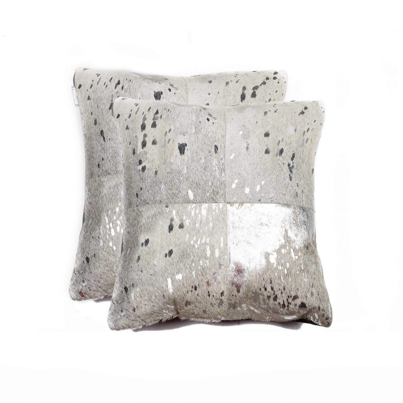 Pillows Throw Pillows - 18" x 18" x 5" Silver And Gray, Quattro - Pillow 2-Pack HomeRoots