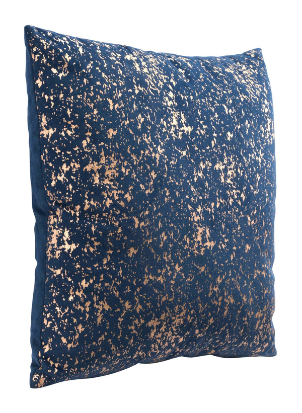 Pillows Velvet Pillows - 17.7" x 17.7" x 5.1" Blue & Gold, Velvet, Foam, Pillow HomeRoots