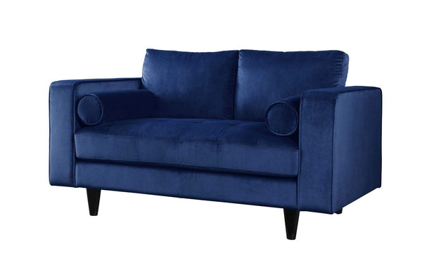 Pillows Velvet Pillows - 60" X 38" X 35" Navy Velvet Loveseat w/2 Pillows HomeRoots