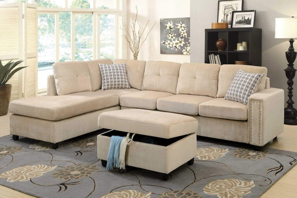 Pillows Velvet Pillows - 78" X 33" X 36" Beige Velvet Reversible Sectional Sofa With Pillows HomeRoots