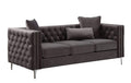 Pillows Velvet Pillows - 86" X 34" X 30" Dark Gray Velvet Sofa w/3 Pillows HomeRoots