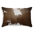 Pillows White Pillow - 12" x 20" x 5" Chocolate And White Torino Kobe Cowhide - Pillow HomeRoots