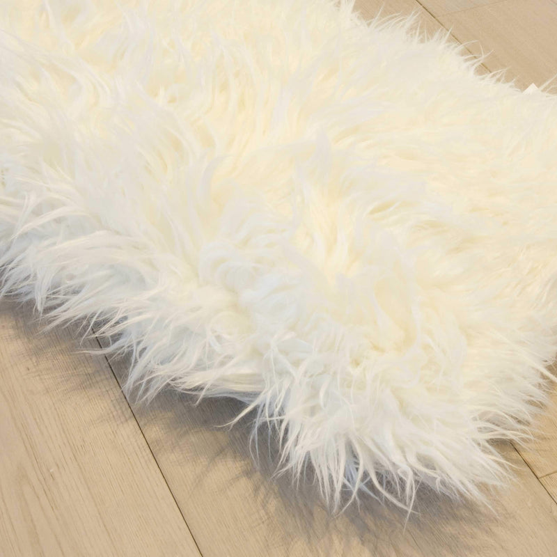 Pillows White Pillow - 12" x 20" x 5" Stone White Faux Sheepskin - Pillow 2-Pack HomeRoots