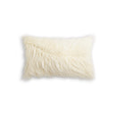 Pillows White Pillow - 12" x 20" x 5" Stone White, Faux Sheepskin - Pillow HomeRoots