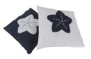 Pillows White Pillow - 16.5" x 16.5" x 5" White/Blue -Pillow with Star HomeRoots