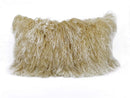 Pillows White Pillow - 17" Gold Genuine Tibetan Lamb Fur Pillow with Micro suede Backing HomeRoots