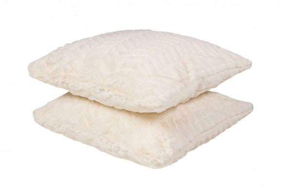 Pillows White Pillow - 18" x 18" x 5" Crystal Off-White, Faux Fur - Pillow 2-Pack HomeRoots