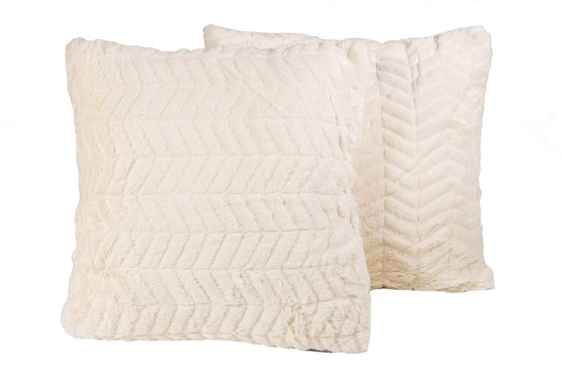 Pillows White Pillow - 18" x 18" x 5" Crystal Off-White, Faux Fur - Pillow 2-Pack HomeRoots