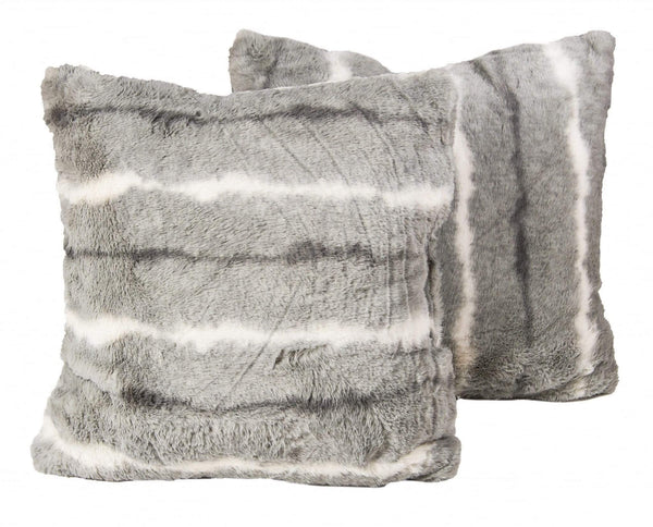 Pillows White Pillow - 18" x 18" x 5" Grey/White, Faux Fur - Pillow 2-Pack HomeRoots