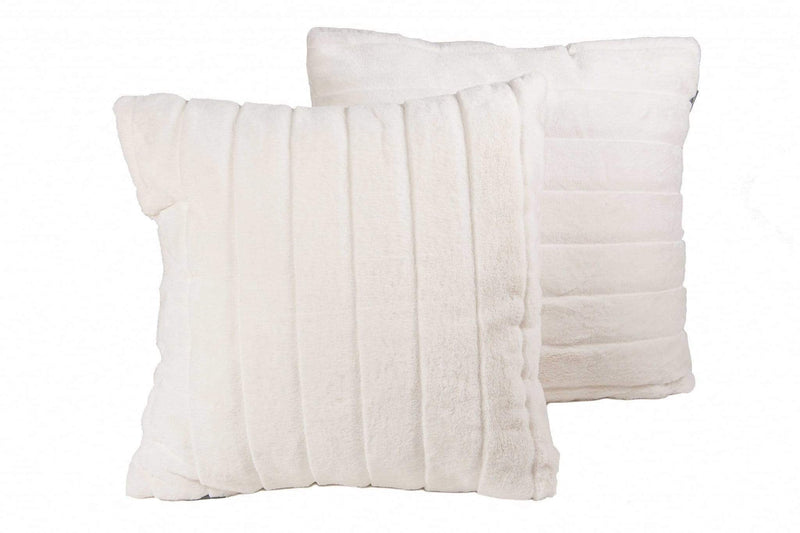 Pillows White Pillow - 18" x 18" x 5" Off-White, Faux Fur - Pillow 2-Pack HomeRoots