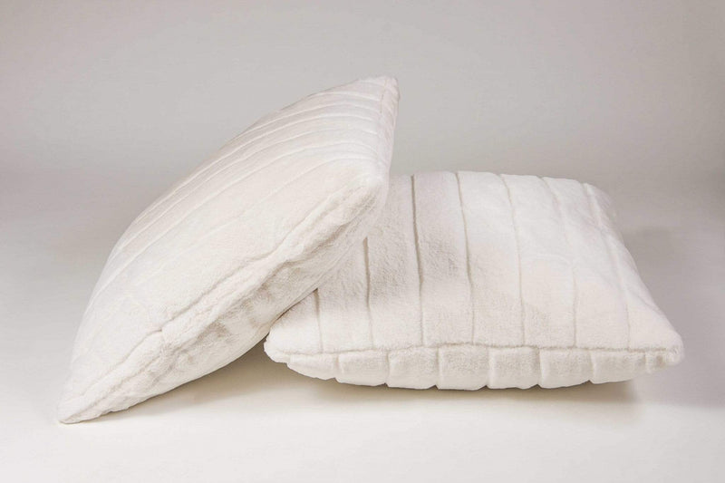 Pillows White Pillow - 18" x 18" x 5" Off-White, Faux Fur - Pillow 2-Pack HomeRoots