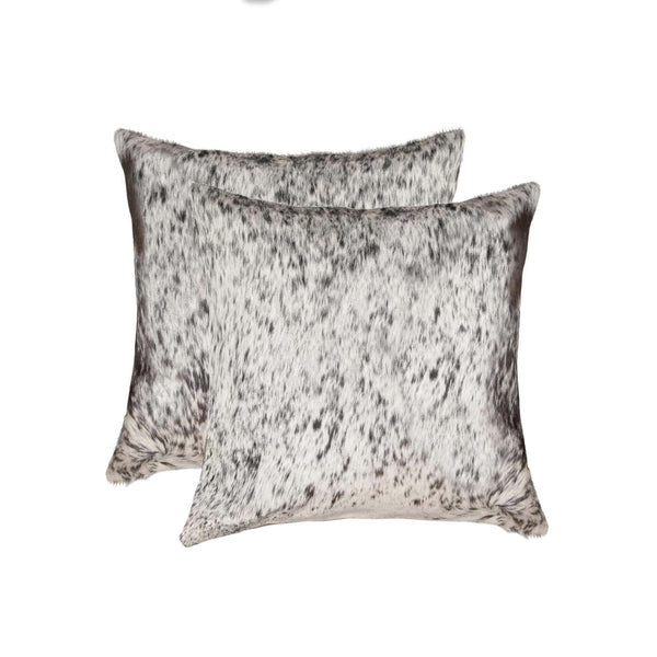 Pillows White Pillow - 18" x 18" x 5" Salt And Pepper Gray And White Cowhide - Pillow 2-Pack HomeRoots