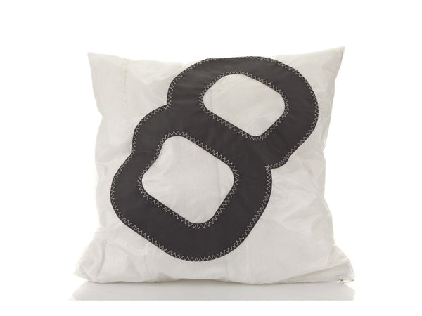 Pillows White Pillow - 19.29" X 19.29" X 6.30" White Recycled Sailcloth Pillow Grey 8 HomeRoots