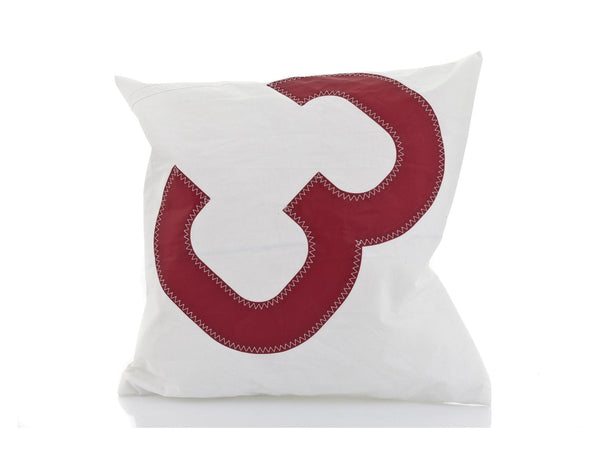Pillows White Pillow - 19.29" X 19.29" X 6.30" White Recycled Sailcloth Pillow Red 3 HomeRoots