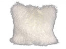 Pillows White Pillow - 20" Bright White Genuine Tibetan Lamb Fur Pillow with Micro suede Backing HomeRoots