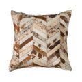 Pillows White Pillow - 22" x 22" x 5" Brown/White, Large Chevron, Cowhide - Pillow HomeRoots